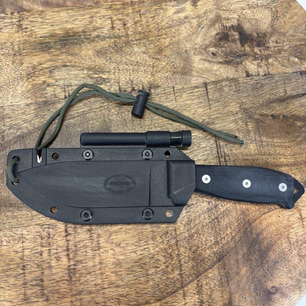 Utica 11-UTKS4 Fixed 4.57" Black 1095 DropPoint Blade Micarta Sharpner Firesteel